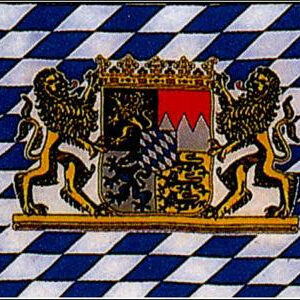 Schwenkfahne mit Holzstab 'Bayern mit Wappen + Löwen'