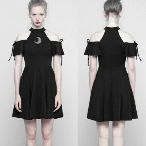 Schulterfreies Kleid mit mondförmigen Einsatz