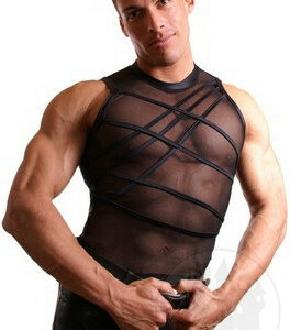 Netz Tanktop mit elastischen Streifen