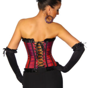 Burlesque Satin Corsage mit Rüschenborte rot
