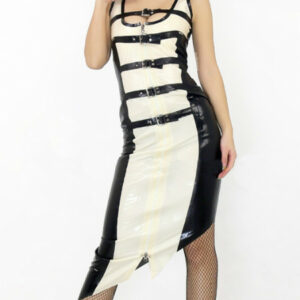 Latex Kleid zweifarbig mit Schnallen