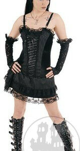 Gothicminikleid 'Stripes 'n' Lace'
