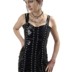 PVC Minikleid mit Schnürungen
