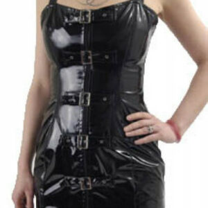PVC Minikleid mit Frontschnallen