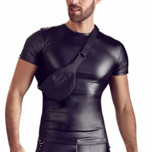 Shirt schwarz matt mit Bauchtasche