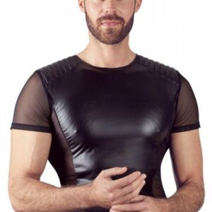 Shirt schwarz matt mit gesteppten Schultern
