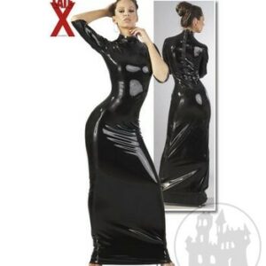 Latex Kleid schwarz mit Stehkragen