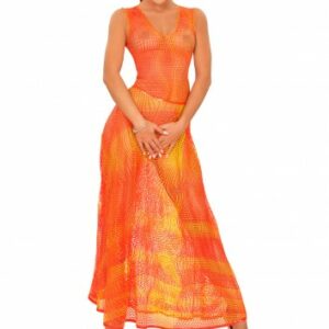 Langes Latex-Kleid mit V-Ausschnitt