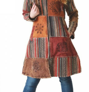Gefütterte lange Jacke im Patchwork-Stil