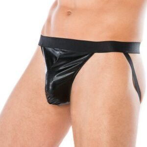 Schwarzer Jockstrap mit Wet-Look-Material