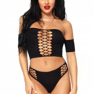 Crop Top und String mit Netzeinsatz