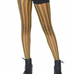 Gestreifte Rasta-Netzstrumpfhose