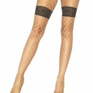 Diamant-Netzstrumpfhose mit floralem Bund