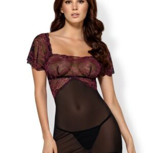 Chemise in schwarz/fuchsia