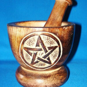 Holz Mörser mit Pentagramm