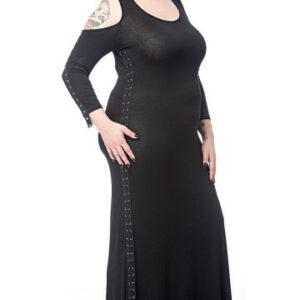 Schulterfreies langes Kleid mit Nietenband verziert - Plussize