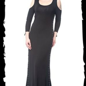 Schulterfreies langes Kleid mit Nietenband verziert