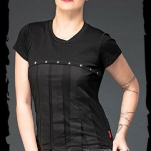 Shirt mit dekorativen Bändern und Netz auf der Vorderseite