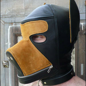 Zweifarbe Leder Hunde Kopfmaske