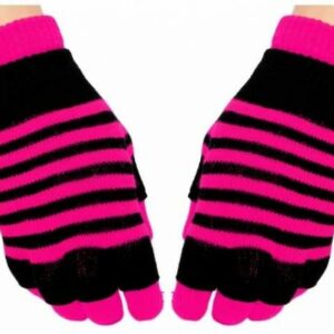 gestreifte Handschuhe in Neon Farben