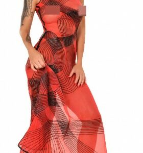 Printed Datex Kleid mit Löchern am Rücken