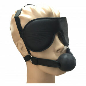 Leder Augenmaske mit integriertem Mundknebel