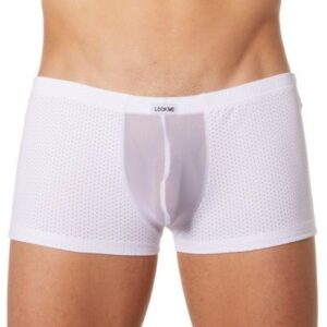 weisse Herrenboxer-Shorts aus Tüll und blickdichtem Stoff