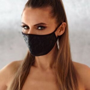 schwarze Gesichtsmaske mit Blumen-Spitzenmuster