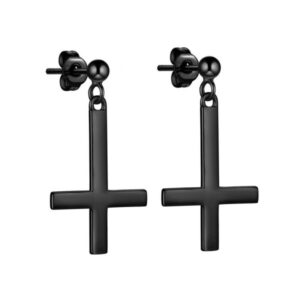 Ohrringe 'Black Cross' Edelstahl