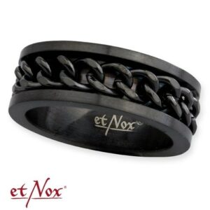 Schwarzer Ring mit Gliederkette