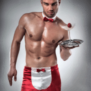 Satin-Shorts mit Fliege - 'Kellner'