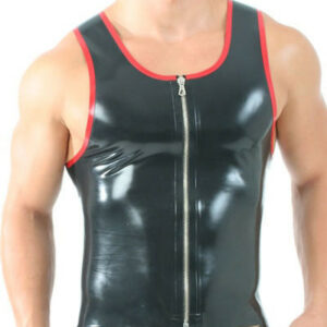 Latex Trägershirt - Zipper Color - teilbarer RV vorne, farbig abgesetzt