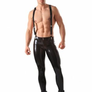 Latex Jeans mit Hosenträger