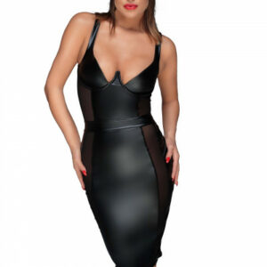Wetlook-Minikleid mit Tüll-Applicationen
