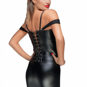 Wetlook-Corsage mit Spitze