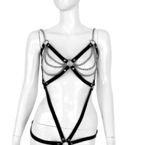 Leder-Body mit Brustketten
