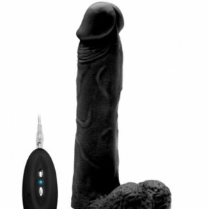 Realistischer Vibrator mit Hodensack schwarz 9 Inch