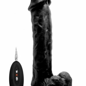 Realistischer Vibrator mit Hodensack schwarz 11 Inch