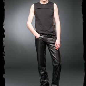 Herren Hose mit Lederoptik-Applikationen
