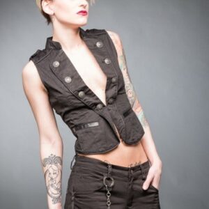 Schwarze Uniform Weste mit Knopfleiste