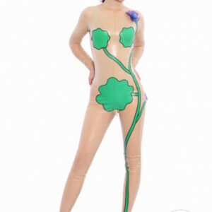 Latex Catsuit mit handgemachtem Blumenmuster