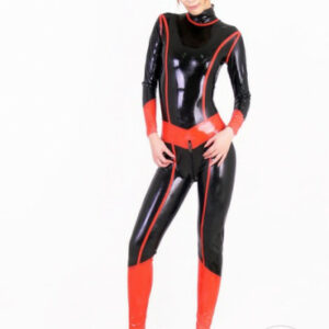 Latex Catsuit mit Kontrastelementen