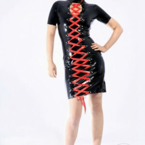 Knappes Latex Kleid mit Schnürung vorne