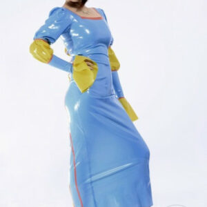 Latex Kleid mit Trompetenärmeln