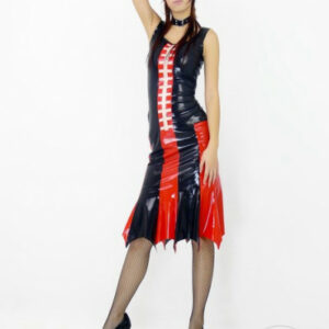 Langes Latex Kleid mit Schulterträgern