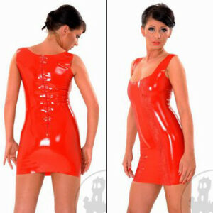 Latexminikleid mit Spitzeneinsatz