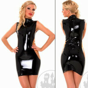 Latexminikleid mit Seiteneinsätzen