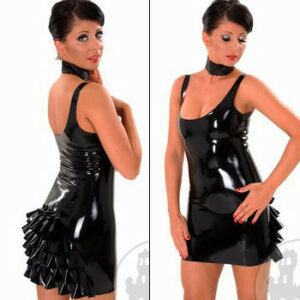 Latexminikleid mit Rüschen am Po