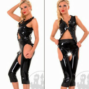 Latexhose ouvert mit Spitzenbund