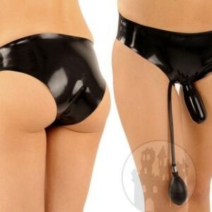 Latex Slip mit aufpumpbaren Aussendildo